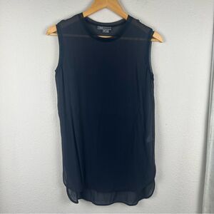 Vince Navy Blue Chiffon Silk Sleeveless Blouse Women's Size XS